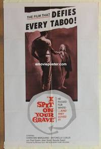 d040 I SPIT ON YOUR GRAVE one-sheet movie poster '63 interracial love