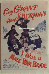 d044 I WAS A MALE WAR BRIDE one-sheet movie poster R53 Cary Grant, Sheridan