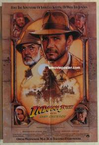 d056 INDIANA JONES & THE LAST CRUSADE brown advance one-sheet movie poster '89