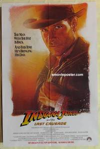 d057 INDIANA JONES & THE LAST CRUSADE white advance one-sheet movie poster '89