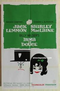 d069 IRMA LA DOUCE style B one-sheet movie poster '63 Billy Wilder, MacLaine