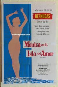 d071 ISLE OF LEVANT Spanish/US one-sheet movie poster '57 nude beaches!