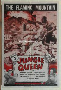 d086 JUNGLE QUEEN Chap 3 TITLE one-sheet movie poster '45 serial, Ruth Roman