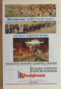d089 KHARTOUM style B one-sheet movie poster '66 Charlton Heston, Olivier