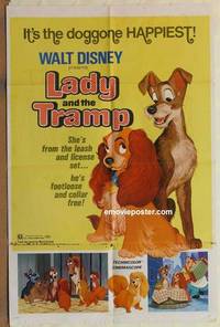 d096 LADY & THE TRAMP one-sheet movie poster R72 Walt Disney classic!