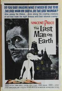 d098 LAST MAN ON EARTH one-sheet movie poster '64 AIP, Vincent Price