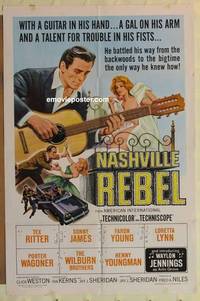d124 NASHVILLE REBEL one-sheet movie poster '66 Tex Ritter plays guitar!