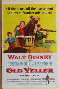 d134 OLD YELLER one-sheet movie poster R65 Disney, McGuire, Parker