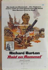 d149 RAID ON ROMMEL one-sheet movie poster '71 Richard Burton, WWII
