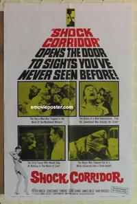 d165 SHOCK CORRIDOR one-sheet movie poster '63 Sam Fuller, Constance Towers