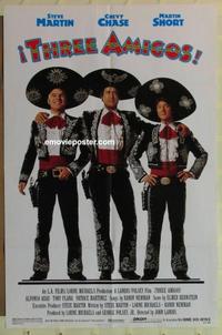 d189 THREE AMIGOS one-sheet movie poster '86 Chevy Chase, Martin, Short