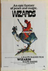 d211 WIZARDS one-sheet movie poster '77 Ralph Bakshi fantasy cartoon!
