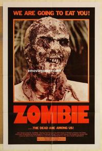 d214 ZOMBIE one-sheet movie poster '79 classic Lucio Fulci horror!
