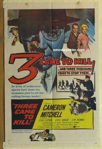 h081 THREE CAME TO KILL one-sheet movie poster '60 Cameron Mitchell