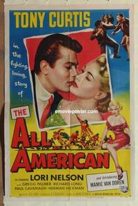 g014 ALL AMERICAN one-sheet movie poster '53 Tony Curtis, Mamie Van Doren
