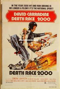g072 DEATH RACE 2000 one-sheet movie poster '75 Roger Corman, Carradine