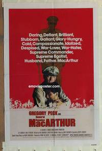 g407 MacARTHUR one-sheet movie poster '77 daring General Gregory Peck!