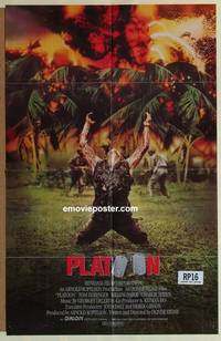 g697 PLATOON int'l w/out border style 1sh '86 Oliver Stone, Vietnam, classic scene of Willem Dafoe!