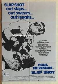 g902 SLAP SHOT English one-sheet movie poster '77 Paul Newman, hockey