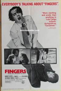 g122 FINGERS black&white one-sheet movie poster '78 Harvey Keitel, Toback