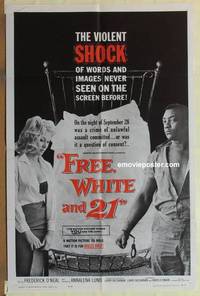 g141 FREE, WHITE & 21 one-sheet movie poster '63 interracial romance!