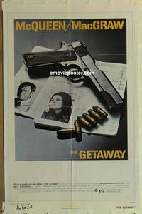 g152 GETAWAY one-sheet movie poster '72 Steve McQueen, Ali McGraw