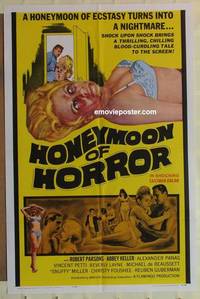 g637 ORGY OF THE GOLDEN NUDES one-sheet movie poster '64 Horror Honeymoon!