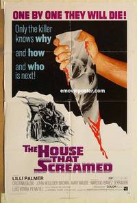 g185 HOUSE THAT SCREAMED one-sheet movie poster '71 AIP horror!