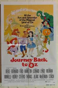 g229 JOURNEY BACK TO OZ one-sheet movie poster '74 animated cartoon!