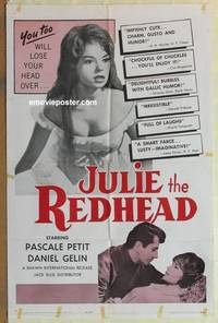 g236 JULIE THE REDHEAD one-sheet movie poster '63 sexy Pascale Petit!