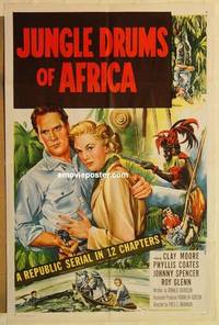 g240 JUNGLE DRUMS OF AFRICA one-sheet movie poster '52 Moore, serial