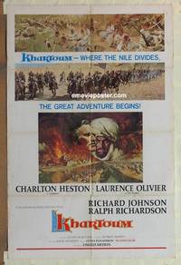 g259 KHARTOUM style B one-sheet movie poster '66 Charlton Heston, Olivier