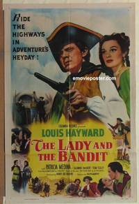 g292 LADY & THE BANDIT one-sheet movie poster '51 Louis Hayward, Medina