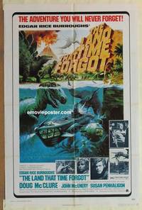 g299 LAND THAT TIME FORGOT one-sheet movie poster '75 Akimoto dinosaur art!