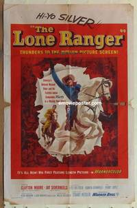 g364 LONE RANGER one-sheet movie poster '56 Clayton Moore, Silverheels