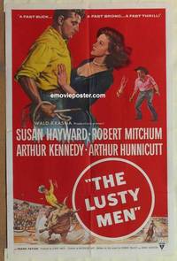 g404 LUSTY MEN one-sheet movie poster '52 Robert Mitchum, Susan Hayward