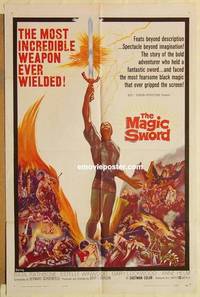 g417 MAGIC SWORD one-sheet movie poster '61 Basil Rathbone, fantasy!