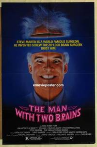 g433 MAN WITH TWO BRAINS one-sheet movie poster '83 Steve Martin, wacky!