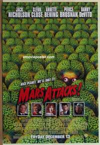 g445 MARS ATTACKS advance one-sheet movie poster '96 Nicholson, Burton