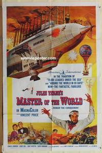 g451 MASTER OF THE WORLD one-sheet movie poster '61 Jules Verne, sci-fi