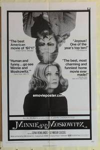 g472 MINNIE & MOSKOWITZ one-sheet movie poster '71 Cassavetes, Rowlands
