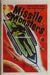 g478 MISSILE MONSTERS one-sheet movie poster '58 cool sci-fi image!