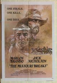 g480 MISSOURI BREAKS one-sheet movie poster '76 Marlon Brando, Nicholson