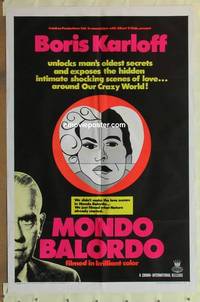 g486 MONDO BALORDO one-sheet movie poster '67 Boris Karloff, oddities!