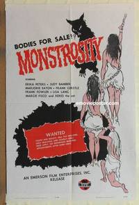 g490 MONSTROSITY one-sheet movie poster '64 beautiful bodies wanted!
