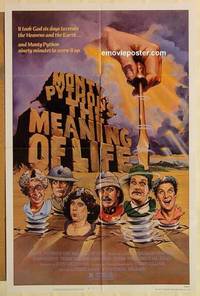g491 MONTY PYTHON'S THE MEANING OF LIFE one-sheet movie poster '83 cool!