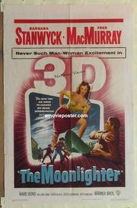 g492 MOONLIGHTER one-sheet movie poster '53 excellent 3-D Stanwyck image!