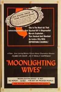g493 MOONLIGHTING WIVES one-sheet movie poster '66 Joseph Sarno want-ad sex