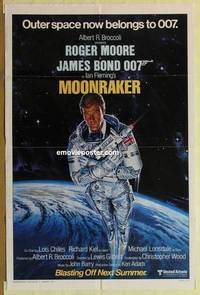 g495 MOONRAKER advance one-sheet movie poster '79 Roger Moore as James Bond!