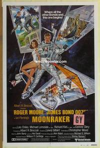 g496 MOONRAKER int'l style B one-sheet movie poster '79 Moore as James Bond!